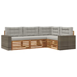 vidaXL Ensemble de canapés d'extérieur 4 Pièces Naturel et gris clair