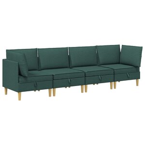 vidaXL Canapé modulaire avec rangement 4 Pièces Vert foncé Tissu
