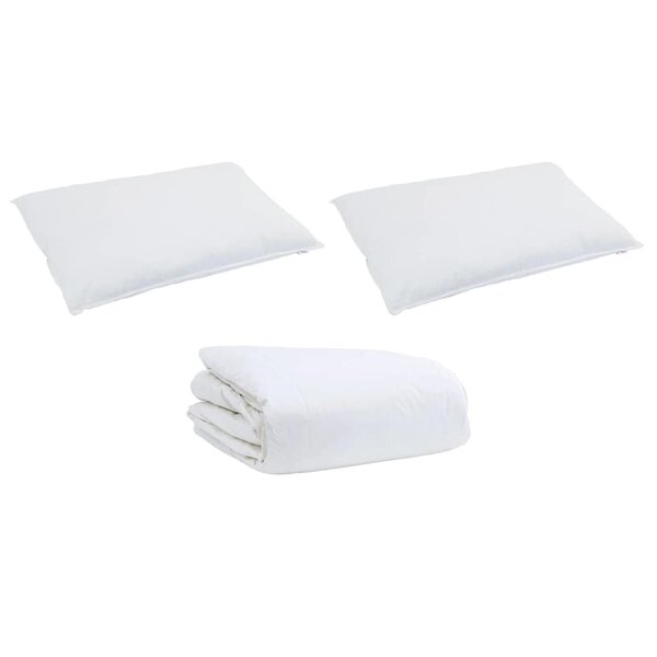 vidaXL Ensemble de Duvet avec oreiller 3 Pièces Blanc Plume de canard