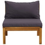 vidaXL Salon de jardin 2 Pièces avec coussins gris foncé Bois d'acacia