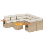 vidaXL Salon de jardin avec coussins 9 Pièces beige résine tressée