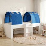 vidaXL Lit avec Tunnel 4 Pièces Blanc et bleu Bois d'ingénierie