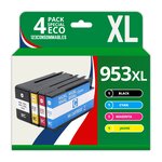 123CONSOMMABLES - 953XL - Pack de 4 Cartouches d'encre compatibles avec HP Officejet Pro 8715 8710  HP Officejet Pro 7720 7740 8730 8720 8725 8210