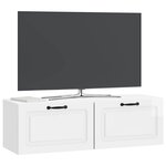 vidaXL Meuble TV mural Montage mural Blanc brillant 98 x 31 x 30 cm