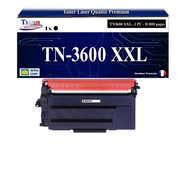 T3AZUR - Toner compatible avec Brother TN3600 XXL pour Brother DCP-L5510DW Noir - 11 000 pages