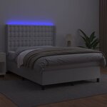 vidaXL Sommier à lattes de lit matelas LED Blanc 140x190 cm Similicuir