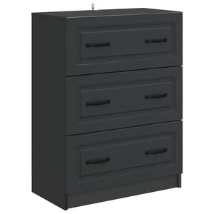 vidaXL Armoire à tiroirs Noir 66 x 34 5 x 87 cm Bois d'ingénierie