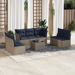 vidaXL Salon de jardin 8 Pièces avec coussins gris résine tressée