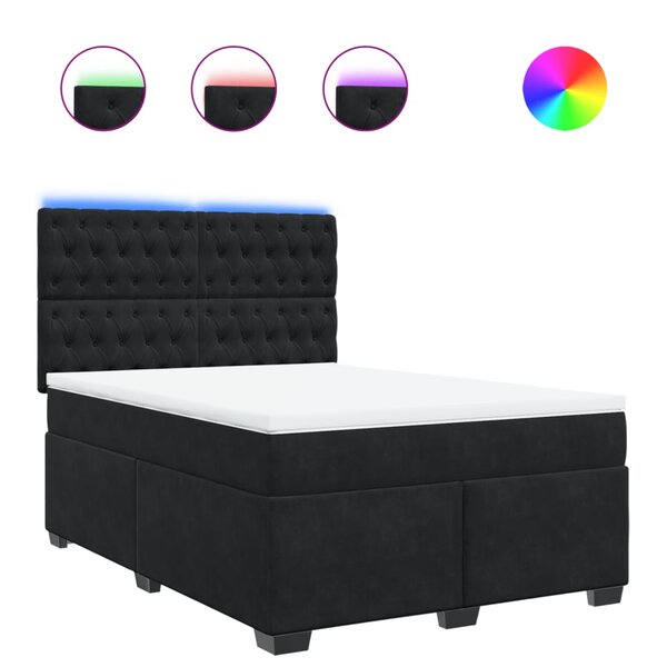 vidaXL Sommier à lattes de lit et matelas Noir 160x200 cm Velours