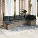vidaXL Ensemble de canapé de jardin 7 Pièces Gris 297.5 x 132.5 x 85 cm