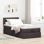 vidaXL Cadre de lit ottoman avec matelas marron foncé 80x200 cm tissu