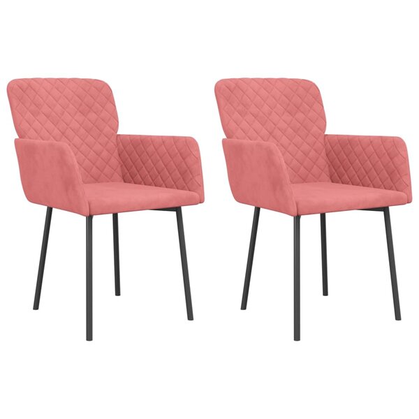 vidaXL Chaises à manger lot de 2 Rose Velours