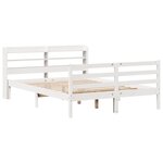 vidaXL Cadre de lit et tête de lit sans matelas blanc 135x190 cm