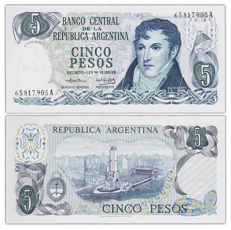 Billet de Collection 5 Pesos 1974-1976 Argentine - Neuf - P294