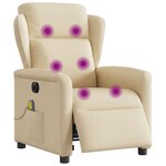 vidaXL Fauteuil inclinable de massage électrique crème tissu