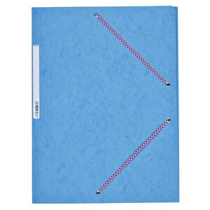 Chemise Carte Lustée 24 x 32 cm à rabats avec élastique et étiquette de dos Bleu Ciel COUTAL