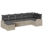 vidaXL Ensemble de canapé de jardin 7 pièces avec des coussins gris clair en poly rotin