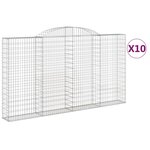 vidaXL Paniers à gabions arqués 10 Pièces 300x30x160/180 cm fer galvanisé