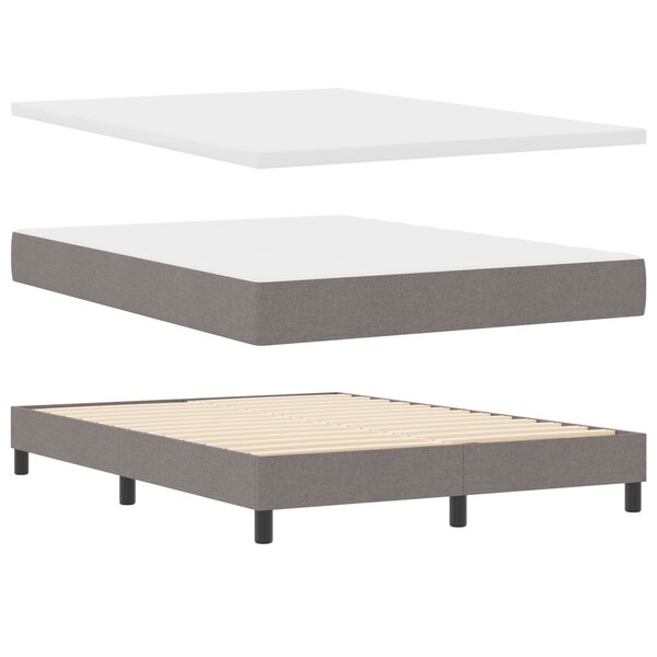 vidaXL Lit à ressort avec matelas – Taupe  140 x 200 cm  Tissu