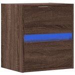 vidaXL Table de chevet murale avec lumières LED chêne marron