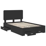 vidaXL Cadre de lit avec tiroir Noir 135 x 190 cm Bois d'ingénierie