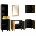 vidaXL Ensembles de mobilier de salle de bain 5 Pièces Noir et or