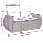 vidaXL Ensemble de Sofa de Jardin 14 pièces avec Coussins Beige Poly Rattan Acacia