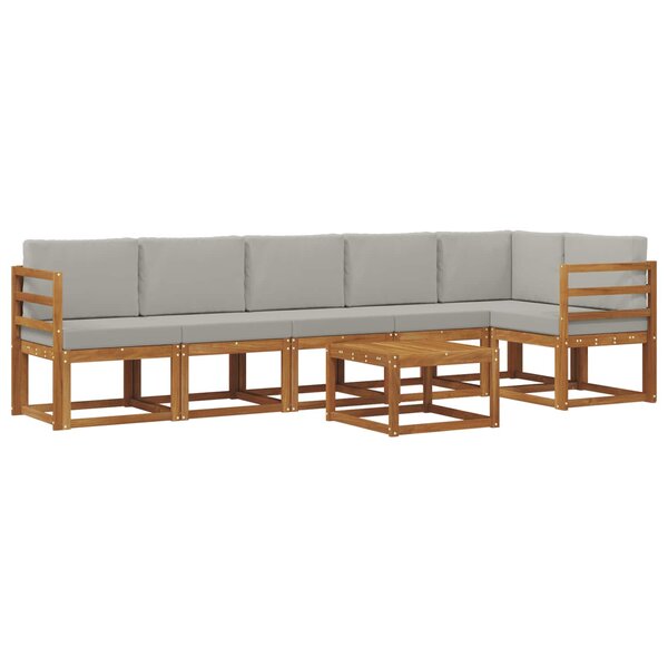 vidaXL Ensemble de canapés d'extérieur 7 Pièces Gris Naturel et Clair