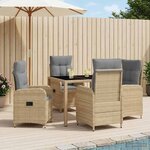 vidaXL Ensemble de repas extérieur 5 pc Beige et Gris clair polyrotin