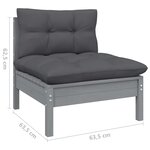 Vidaxl salon de jardin 11 pièces avec coussins gris bois de pin solide