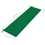vidaXL Banc de jardin avec coussin vert 175 cm Bois de teck massif