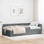 vidaXL Cadre de lit d'angle avec tête de lit Gris foncé 90 x 190 cm