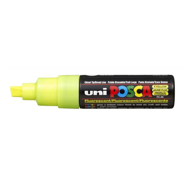 Marqueur pointe large biseautée POSCA PC8K 8mm Jaune Fluo x 6 POSCA