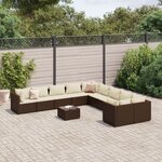 vidaXL Salon de jardin et coussins 11 Pièces marron résine tressée