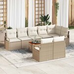 vidaXL Ensemble de canapé de jardin 9 Pièces Beige Poly rotin