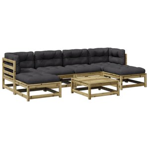 vidaXL Salon de jardin 7 Pièces avec coussins bois de pin imprégné