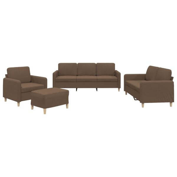 vidaXL Ensemble de canapés 4 Pièces avec coussins Marron Tissu