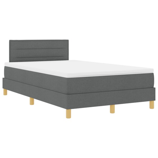 vidaXL Lit à ressort avec matelas & LED Gris foncé 120x200 cm Tissu