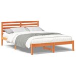 vidaXL Cadre de lit Marron cire 140 x 220 cm Bois massif en pin