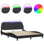 vidaXL Cadre de lit avec LED sans matelas Zadar noir 160x200 cm