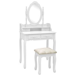 vidaXL Ensemble de coiffeuse avec tabouret Blanc 75x69x140cm Paulownia