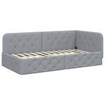 vidaXL Cadre de lit d'angle avec matelas Gris clair 100 x 200 cm tissu