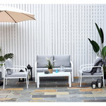 Outsunny Ensemble salon de jardin 4 personnes style Yachting - canapé 2 places 2 fauteuils table basse - coussins déperlants déhoussables gris - structure alu. blanc