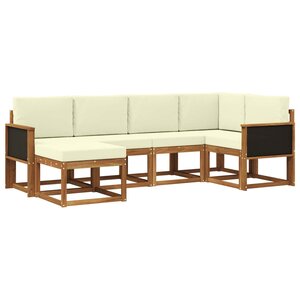 vidaXL Ensemble de canapés d'extérieur 6 pc Naturel et Crème