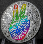Pièce de monnaie en Argent 1000 Francs g 31.1 (1 oz) Millésime 2019 Plants of the World PEACE AND LOVE