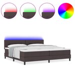 vidaXL Lit à ressort avec matelas et LED Marron foncé 200x200 cm Tissu