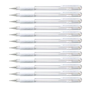 Stylo roller à encre gel Hybrid Gel Grip K118L blanc x 12 PENTEL