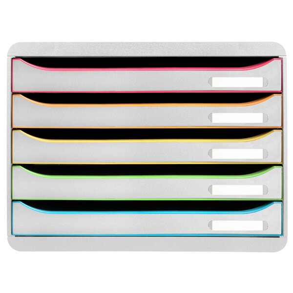 Module De Classement Big Box Plus Horizon 5 Tiroirs Black Office - Blanc/arlequin - Exacompta