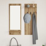 vidaXL Porte-manteau mural avec étagère avec stockage avec miroir Chêne artisan 70 x 10 x 90 cm