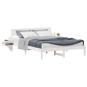 vidaXL Cadre de lit avec tête de lit Blanc 150 x 200 cm Pin massif